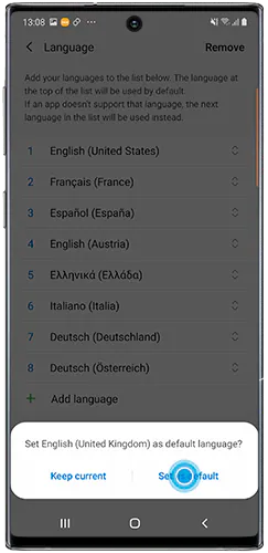 How to change the language on a Galaxy device 10